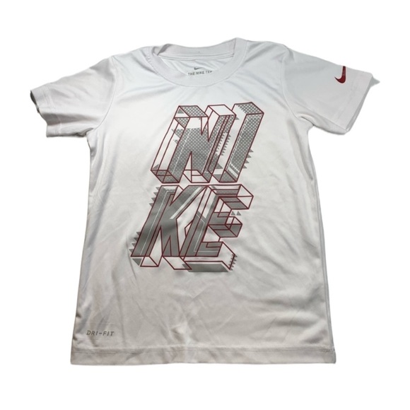 NIKE | Dry Fit White Red Graphic Boys Top XS/S - Picture 1 of 6